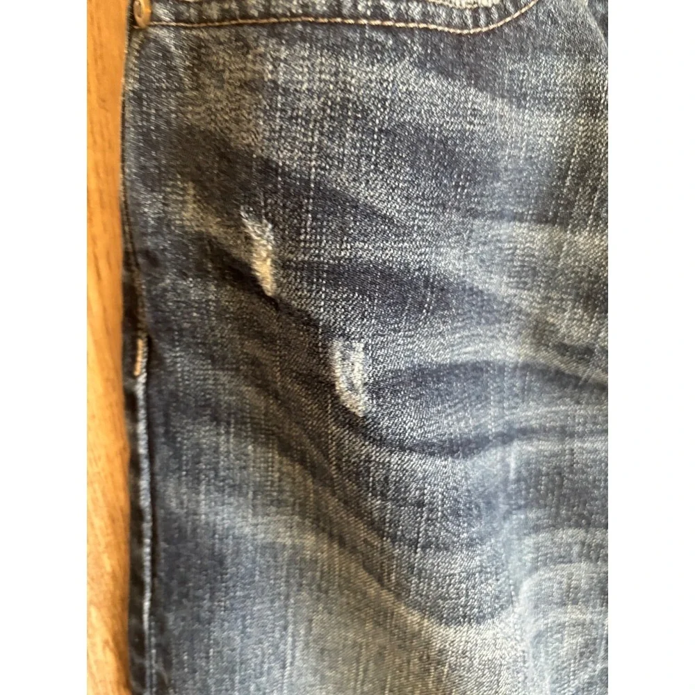 Banana Republic Vintage Straight Mens Dark Wash Distressed Denim Jeans 34x32